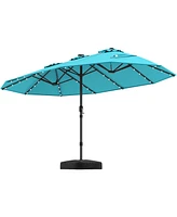 15 Feet Double-Sided Patio Umbrella with 48 Led Lights-Turquoise