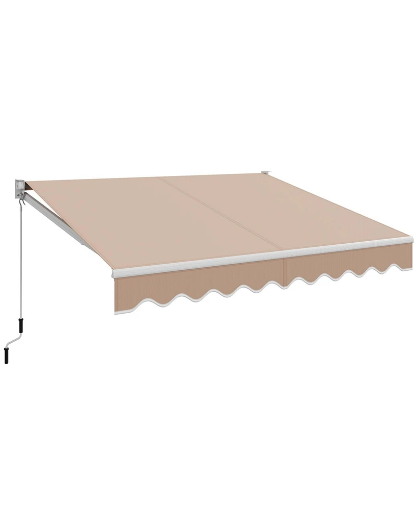8 x 6.6 Feet Patio Retractable Awning with Manual Crank Handle-Beige