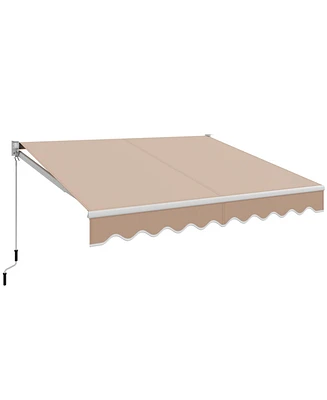 8 x 6.6 Feet Patio Retractable Awning with Manual Crank Handle-Beige