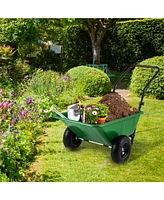 Dual-Wheel Wheelbarrow Garden Utility Cart with Pneumatic Tires
