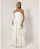 Heiress Beverly Hills Women's Strapless Corset Crepe Flare Maxi Dress