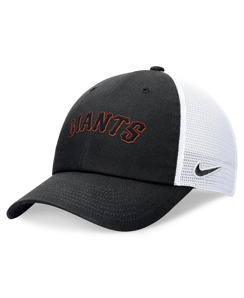 Nike Men's Black San Francisco Giants Wordmark Adjustable Trucker Hat