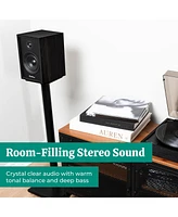 Electrohome McKinley 2.0 Stereo Powered Bookshelf Speakers with Built-in Amplifier and 4" Drivers for Turntable, Tv, Pc Wireless Music Stream