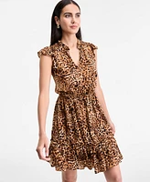 I.n.c. International Concepts Women's Cheetah-Print Flutter-Sleeve Dress, Exclusively at Macy's