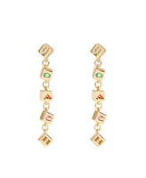 Coach Multi-Colored Signature Logo Enamel Cube Linear Earrings