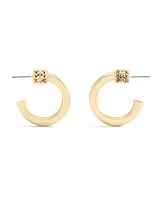 Coach Gold Signature Quilted Cube Chubby Hoop Earrings