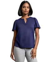 Jones New York Women's Split Neck Trim Top