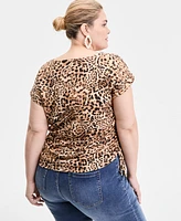 I.n.c. International Concepts Plus Printed Adjustable-Side-Tie Top, Exclusively at Macy's