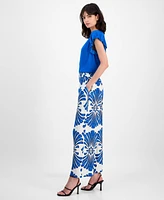 T Tahari Women's Pull-On High-Rise Wide-Leg Pants
