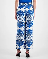 T Tahari Women's Pull-On High-Rise Wide-Leg Pants
