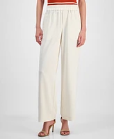 T Tahari Women's Pull-On High-Rise Wide-Leg Pants