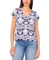 Sam & Jess Petite Printed V-Neck Cap-Sleeve Tee