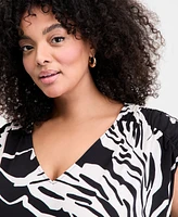 I.n.c. International Concepts Plus Printed V-Neck Top, Exclusively at Macy's