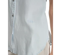 Dkny Jeans Women's Rolled-Sleeve Button-Up Shirt