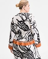 I.n.c. International Concepts Plus Printed Peplum Top, Exclusively at Macy's