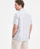 Club Room Men's Elevated Barry Regular-Fit Stripe Button-Down Linen Shirt, Exclusively at Macy's
