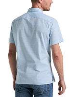 Perry Ellis Men's Cotton Dobby Short Sleeve Button-Front Shirt