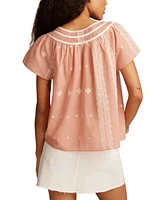 Lucky Brand Short Sleeve Peasant Blouse