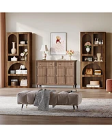 Tribesigns 70" Tall Geometric Bookshelf Set of 2, White Arched Bookcase with 5 Irregular Storage Shelves, Modern Open Art Decor Display Shelf Fre