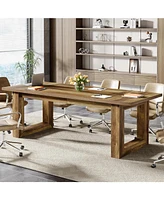 Tribesigns Conference Table, 5 ft Meeting Room Table with Solid Wooden Base, Large