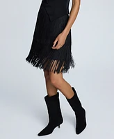 Kenneth Cole Women's Tiered Fringe Back-Zip Skirt