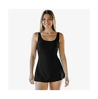Calypsa Plus Hayley Tankini-Style Swim Dress With Adjustable Straps and Hidden Bikini Bottoms