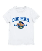 Dog Man Girls Varsity Style Logo Youth White Short Sleeve Tee - Xl