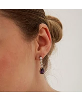 Spero London Pear Shape Amethyst Sterling Silver Drop Earrings
