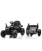 Ride on Tractor2.0 with Trailer,24V Battery Powered Electric Tractor Toy, 200w2motor 1.86-4.97MPH/Remote Control, electric car for kids, Three speed a
