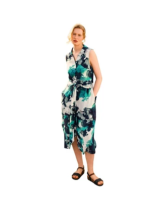 Celtic & Co. Women's Sleeveless Tie Front Midi Dress