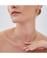 Spero London Gold Rose Gold and Silver Spiral Sterling Silver Flat Necklace