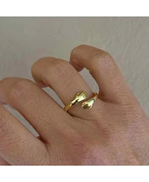 Spero London Hug Ring With Hands Sterling Silver and Gold Plated