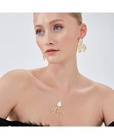 Spero London Mother Of Pearl Olive Branch Sterling Silver Necklace