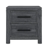 25" Distressed Dark Grey Two Drawer Wood Nightstand