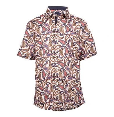 Elie Balleh Big Boys Royal Paisley Button-Down Slim Fit Short Sleeve Shirt