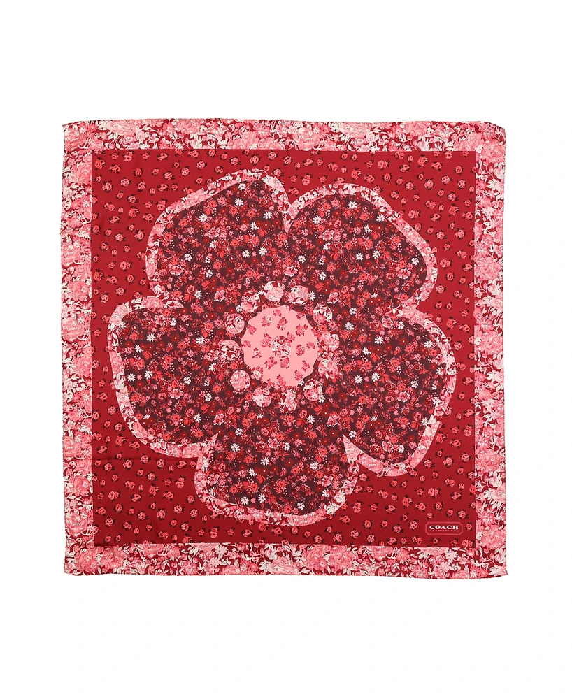 Coach Women's Tea Rose Floral Print Silk Square Scarf