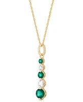 Lab-Created Emerald (5/8 ct. t.w.) & Lab-Created White Sapphire (1/2 ct. t.w.) Pendant Necklace in 14k Yellow Gold over Sterling Silver, 16" + 2" exte