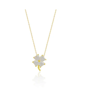 Spero London Four Leaf Clover Sterling Silver Necklace - White