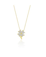 Spero London Four Leaf Clover Sterling Silver Necklace - White