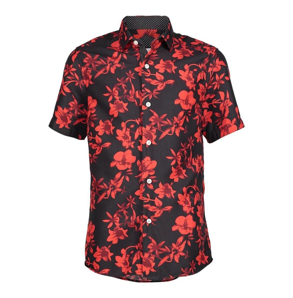 Elie Balleh Big Boys Black Floral Slim Fit Shirt
