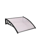 40 x 40 Inch Outdoor Polycarbonate Front Door Window Awning Canopy-Black