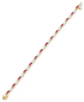 Created Sapphire (3 ct. t.w.) & White Bracelet 14k Yellow Gold Over Sterling Silver