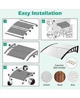 48 x 40 Inch Outdoor Front Door Window Awning Door Canopy Exterior-Black