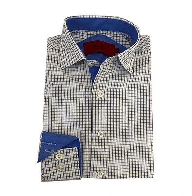 Elie Balleh Big Boys Navy Short Sleeve Tattersal Slim Fit Shirt