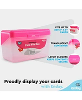 Enday Index Card Holder Red, 3x5 Note Flash Card Organizer Case, Index Card File w/flip top, Notecard Recipe, Holder, Holds 250 Cards (1 Pc)