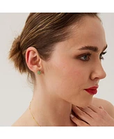 Spero London Four Leaves Clover Sterling Silver Stud Earring - Green
