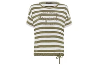 Olsen Women's Striped Tee with Puff Print Detail