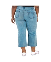 Poetic Justice Plus Curvy-Fit Grommet Trim Cropped Ankle Jeans