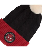 Marvel Men's Spider-Man Great Power Great Responsibility Adult 2-Pack Cable Knit Beanie & Scarf Set