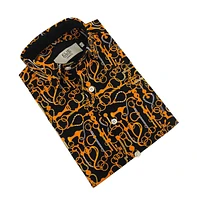 Elie Balleh Big Boys Black Geometric Slim Fit Shirt
